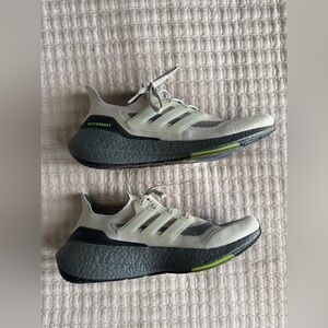 Adidas Ultraboost 21 Grey Volt Metal Grey Signal Green size 12 worn with box